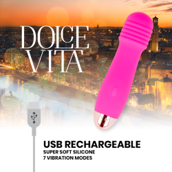 DOLCE VITA - AUFLADBARER VIBRATOR DREI ROSA 7 GESCHWINDIGKEITEN – Produktansicht 4
