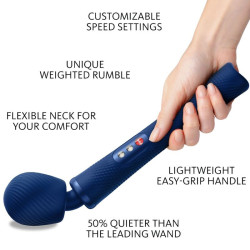 FUN FACTORY - VIM SILIKON WIEDERAUFLADBARER, VIBRIERENDER, GEWICHTETER RUMBLE WAND MITTERNACHTSBLAU – Produktansicht 2