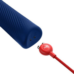FUN FACTORY - VIM SILIKON WIEDERAUFLADBARER, VIBRIERENDER, GEWICHTETER RUMBLE WAND MITTERNACHTSBLAU – Produktansicht 4