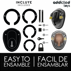 ADDICTED TOYS LOCKED - SCHLÜSSELLOSER PENISKÄFIG 11,5 CM – Produktansicht 4