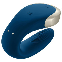 SATISFYER - DOUBLE LOVE LUXURY PARTNER VIBRATOR BLAU – Produktansicht 4