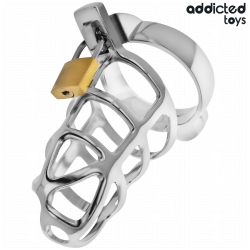 ADDICTED TOYS LOCKED - SILBERNES SCHLOSS PENISKÄFIG METALL GRÖSSE M – Produktansicht 2