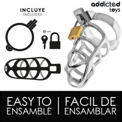ADDICTED TOYS LOCKED - SILBERNES SCHLOSS PENISKÄFIG METALL GRÖSSE M – Produktansicht 4