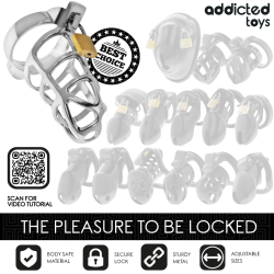 ADDICTED TOYS LOCKED - SILBERNES SCHLOSS PENISKÄFIG METALL GRÖSSE M – Produktansicht 7
