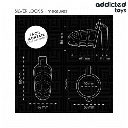 ADDICTED TOYS LOCKED - SILBERNER PENISKÄFIG AUS METALL, GRÖSSE S – Produktansicht 5