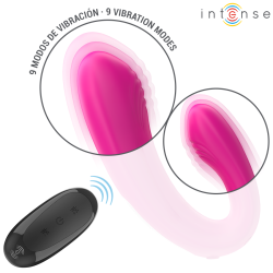 INTENSE - JANET DOPPELTER U-FÖRMIGER STIMULATOR UND VIBRATOR MIT FERNBEDIENUNG ROSA – Produktansicht 5