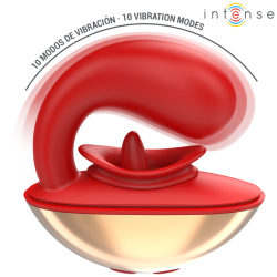 INTENSE - MARIAH VIBRATOR & STIMULATOR IN U-FORM 10 VIBRATIONEN ROT – Produktansicht 4