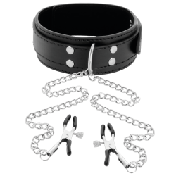 DARKNESS - HALSBAND MIT NIPPELKLAMMERN SCHWARZ – Produktansicht 2