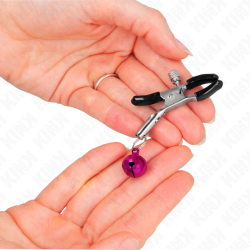 KINK - LILA NIPPELKLEMME MIT EINZELNEN GLOCKEN 6 CM – Produktansicht 3