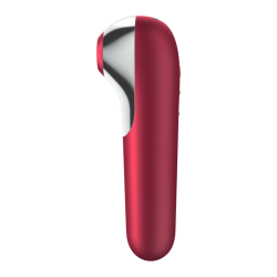 SATISFYER - DUAL LOVE VIBRATOR UND SAUGER MIT PULSIERTER LUFT ROT – Produktansicht 2