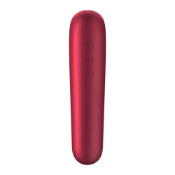 SATISFYER - DUAL LOVE VIBRATOR UND SAUGER MIT PULSIERTER LUFT ROT – Produktansicht 3