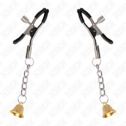 KINK - GOLDENE NIPPELKLEMMEN MIT GLOCKENANHÄNGER 6 CM – Produktansicht 2
