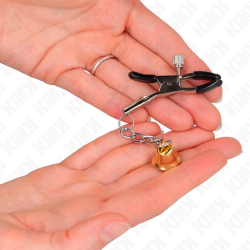 KINK - GOLDENE NIPPELKLEMMEN MIT GLOCKENANHÄNGER 6 CM – Produktansicht 3