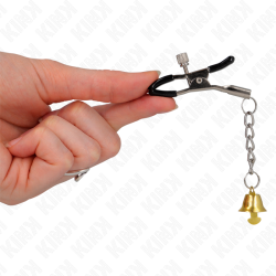 KINK - GOLDENE NIPPELKLEMMEN MIT GLOCKENANHÄNGER 6 CM – Produktansicht 4