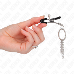 KINK - O-RING NIPPELKLEMME UND KLEINE KETTE SILBER 6 CM – Produktansicht 4