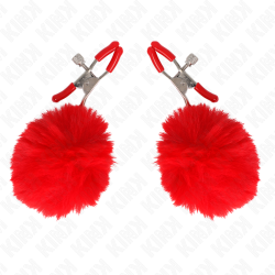 KINK - KUNSTFELLBALL-NIPPELKLAMMER ROT 6 CM – Produktansicht 2