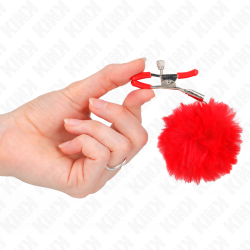KINK - KUNSTFELLBALL-NIPPELKLAMMER ROT 6 CM – Produktansicht 4