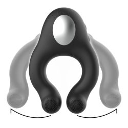BLACK&SILVER - VIBRATORRING AUS SILIKON, 3 MOTOREN, WIEDERAUFLADBAR, SCHWARZ – Produktansicht 4