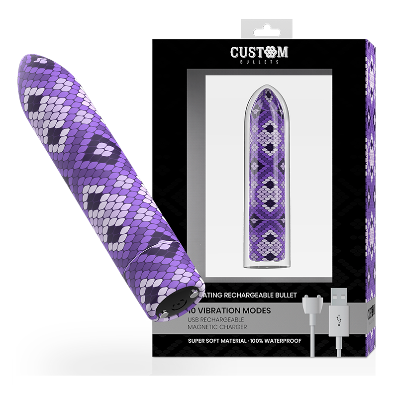 CUSTOM BULLETS - RECHARGEABLE SNAKE PURPLE MAGNETIC BULLET 10V