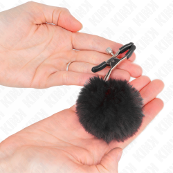 KINK - KUNSTFELLBALL-NIPPELKLAMMER SCHWARZ 6 CM – Produktansicht 3
