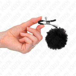 KINK - KUNSTFELLBALL-NIPPELKLAMMER SCHWARZ 6 CM – Produktansicht 4