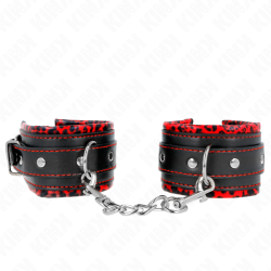 KINK - PELZGEFÜTTERTE HANDGELENKFESSELN ROT/SCHWARZ VERSTELLBAR 17-29 CM X 6 CM – Produktansicht 2