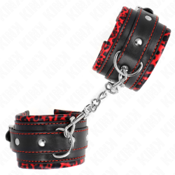 KINK - PELZGEFÜTTERTE HANDGELENKFESSELN ROT/SCHWARZ VERSTELLBAR 17-29 CM X 6 CM – Produktansicht 3