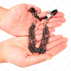 KINK - NIPPELKLEMMEN MIT 3 KETTEN SCHWARZ 20/23/28 CM – Produktansicht 3