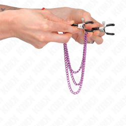 KINK - NIPPELKLEMMEN MIT 3 KETTEN LILA 20/23/28 CM – Produktansicht 4