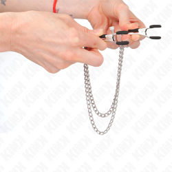 KINK - NIPPELKLEMMEN MIT 2 DICKEN KETTEN SILBER 20/23 CM – Produktansicht 4
