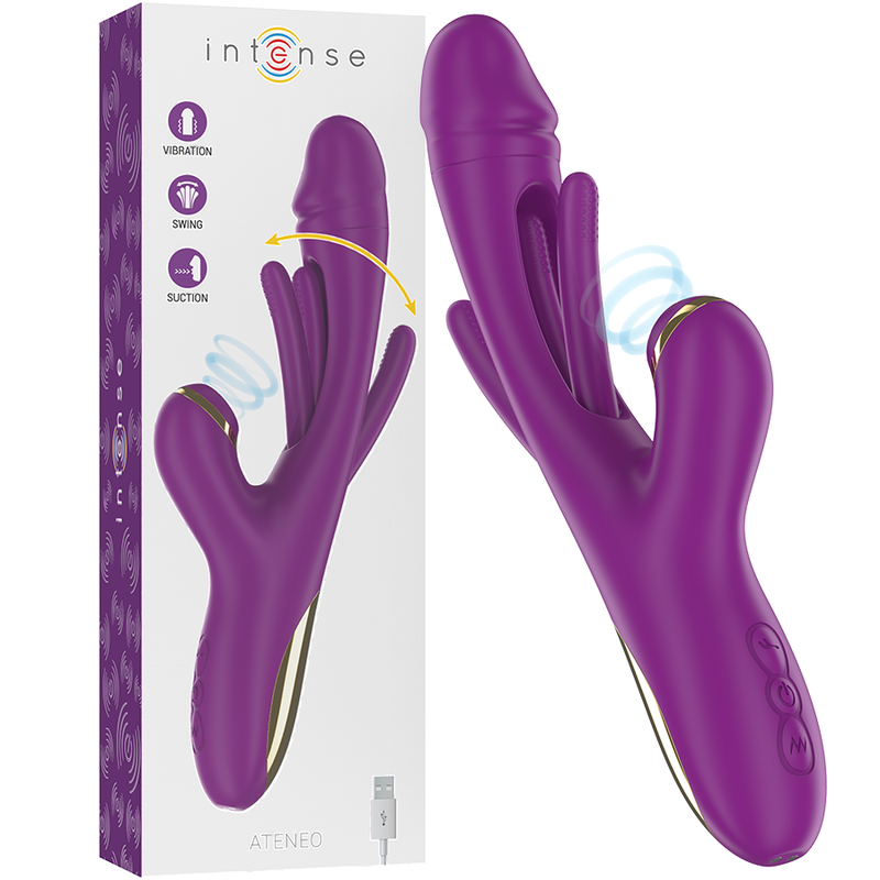 INTENSE - ATENEO WIEDERAUFLADBARER MULTIFUNKTIONSVIBRATOR 7 VIBRATIONEN MIT OSZILLIERENDER ZUNGE UND LILA…