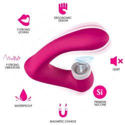 ARMONY - SECRETKISS LECKEN VIBRIERENDE KLITORIS & VIBRATOR GEBOGENES FUCHSIA – Produktansicht 2