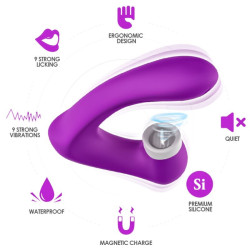 ARMONY - SECRETKISS LECKT VIBRIERENDEN CLIT UND VIBRATOR, GEBOGEN LILA – Produktansicht 2