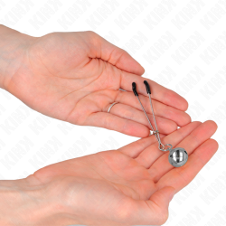 KINK - DÜNNE GLOCKEN-NIPPELKLAMMERN SILBER 7 CM – Produktansicht 3