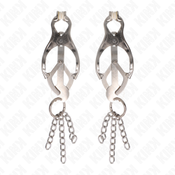 KINK - JAPANISCHE KLEEBLATT-NIPPELKLAMMERN MIT KLEINEN KETTEN SILBER – Produktansicht 2