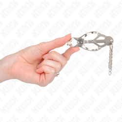 KINK - JAPANISCHE KLEEBLATT-NIPPELKLAMMERN MIT KLEINEN KETTEN SILBER – Produktansicht 4