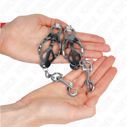 KINK - JAPANISCHE KLEEBLATT-NIPPELKLAMMERN MIT HAKEN SILBER – Produktansicht 3