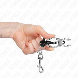 KINK - JAPANISCHE KLEEBLATT-NIPPELKLAMMERN MIT HAKEN SILBER – Produktansicht 4