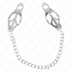 KINK - JAPANISCHE KLEEBLATT-NIPPELKLAMMERN MIT KETTE SILBER 30 CM – Produktansicht 2