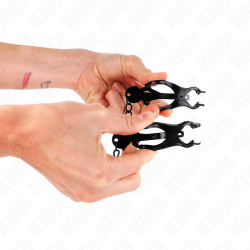 KINK - JAPANISCHE KLEEBLATT-NIPPELKLAMMERN MIT KETTE SCHWARZ 30 CM – Produktansicht 3