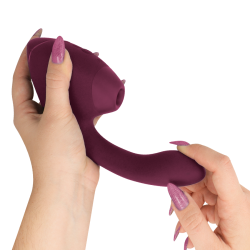 WOMANIZER - DUO NEXT DOPPELTER KLITORIS- & G-PUNKT-STIMULATOR, DUNKLES ROSA – Produktansicht 4