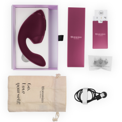 WOMANIZER - DUO NEXT DOPPELTER KLITORIS- & G-PUNKT-STIMULATOR, DUNKLES ROSA – Produktansicht 6