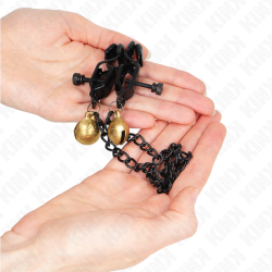 KINK - FLACHE KETTE NIPPELKLEMMEN UND GLOCKE SILBER 30 CM – Produktansicht 3