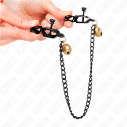 KINK - FLACHE KETTE NIPPELKLEMMEN UND GLOCKE SILBER 30 CM – Produktansicht 4