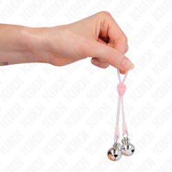 KINK - LEUCHTENDE TOTENKOPF-NIPPELKLAMMERN MIT RINGGLÖCKCHEN VERSTELLBAR ROSA/SILBER – Produktansicht 4