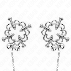 KINK - METALLISCHE BLUMEN-NIPPELKLAMMERN MIT KETTE – Produktansicht 3
