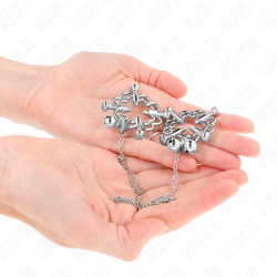 KINK - METALLISCHE BLUMEN-NIPPELKLAMMERN MIT KETTE – Produktansicht 4