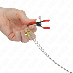 KINK - BELL 3-FACH NIPPEL- UND KLITORISKLEMMEN ROT MIT KETTE 30 CM – Produktansicht 3