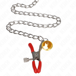KINK - BELL 3-FACH NIPPEL- UND KLITORISKLEMMEN ROT MIT KETTE 30 CM – Produktansicht 4