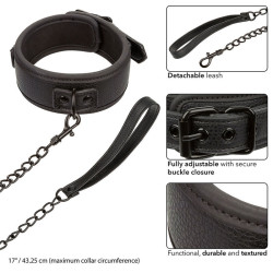 CALEXOTICS - NOCTURNAL HALSBAND & LEINE LEDER VERSTELLBAR SCHWARZ – Produktansicht 4